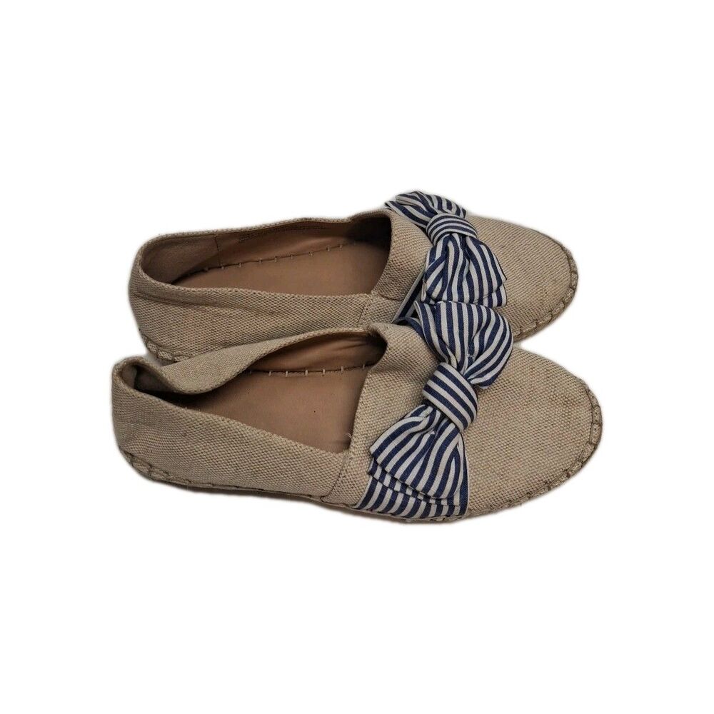 WOMENS CROWN AND IVEY SLIP ON CANVAS FLATS WITH BOW SIZE 7.5
